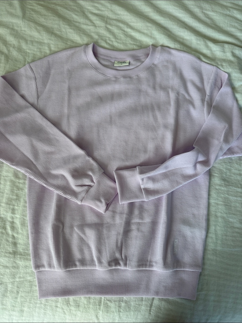 Comfrt Crewneck Waffle Lounge Knit Sweater - Opal